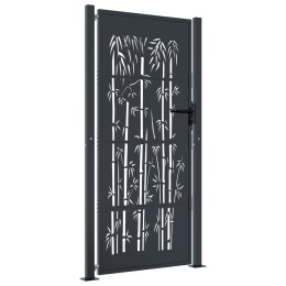 Furtka ogrodowa, antracytowa, 105x205 cm, stal, motyw bambusa