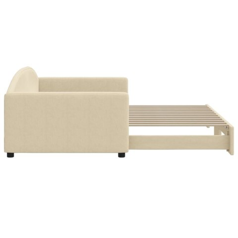 Leżanka rozsuwana, kremowa, 100x200 cm, tkanina