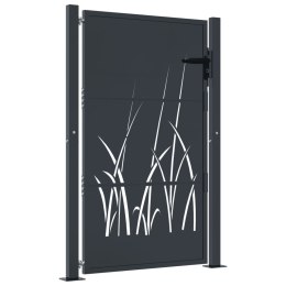 Furtka ogrodowa, antracytowa, 105x155 cm, stal, motyw trawy