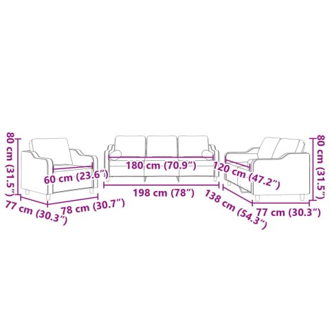 3-cz. komplet wypoczynkowy z poduszkami, taupe, tkanina
