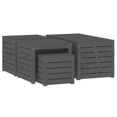 4-cz. zestaw skrzyń ogrodowych, szary, lite drewno sosnowe