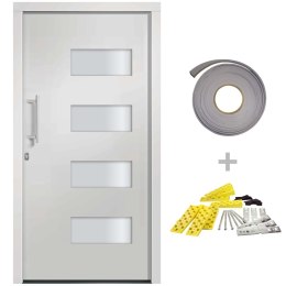 Drzwi frontowe, aluminium i PVC, białe, 110x210 cm