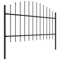 Panele ogrodzeniowe z grotami, stal, (1-1,25) x 8,5 m, czarne