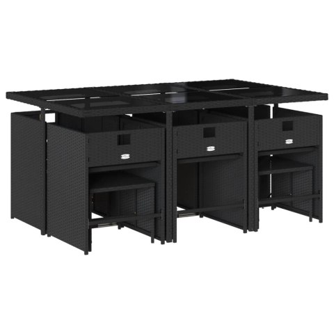 11-cz. zestaw mebli do ogrodu, z poduszkami, czarny rattan PE