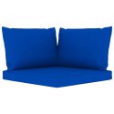 Ogrodowa sofa 2-os. z palet, z niebieskimi poduszkami, sosna