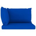 Ogrodowa sofa 2-os. z palet, z niebieskimi poduszkami, sosna