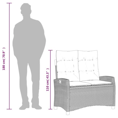 2-cz. zestaw mebli ogrodowych z poduszkami, czarny, polirattan