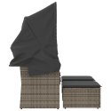 2-os. sofa ogrodowa z daszkiem i podnóżkami, szara, rattan PE