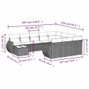 11-cz. zestaw mebli ogrodowych z poduszkami, szary rattan PE