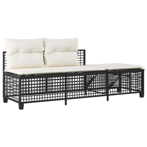 3-cz., narożny zestaw mebli do ogrodu, z poduszkami, czarny