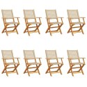 Składane krzesła ogrodowe, 8 szt., beżowy polirattan i drewno