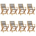 Składane krzesła ogrodowe, 8 szt., szare, lite drewno akacjowe