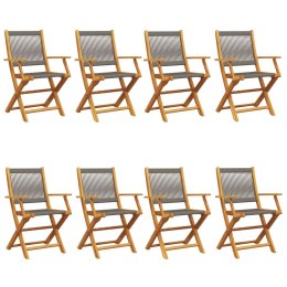 Składane krzesła ogrodowe, 8 szt., szare, lite drewno akacjowe