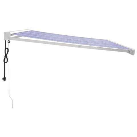 Zwijana markiza, niebiesko-biała, 4x3 m, tkanina i aluminium