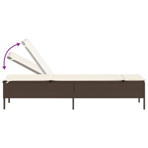 3-częściowy zestaw leżaków z poduszkami, brązowy polirattan