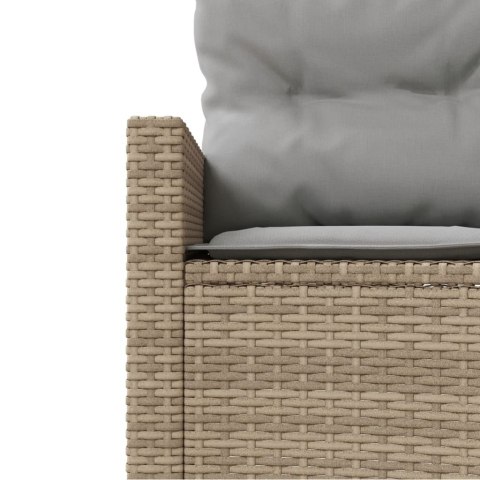 Sofa ogrodowa z poduszkami, półokrągła, beżowy rattan PE