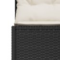 Sofa ogrodowa z poduszkami, półokrągła, czarny rattan PE