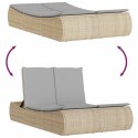 Podwójna leżanka z poduszkami, beżowa, polirattan