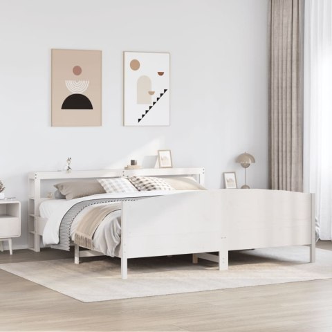 Łóżko bez materaca, białe, 200x200 cm, lite drewno sosnowe Łóżko bez materaca, białe, 200x200 cm, lite drewno sosnowe