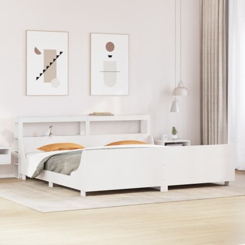 Łóżko bez materaca, białe, 200x200 cm, lite drewno sosnowe Łóżko bez materaca, białe, 200x200 cm, lite drewno sosnowe