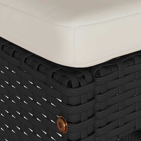 Ogrodowe stołki barowe z poduszkami, 6 szt., czarne, polirattan