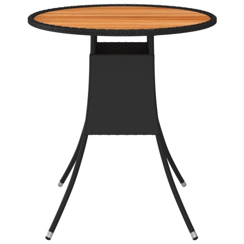 Ogrodowy stolik jadalniany, czarny, Ø 70 cm, rattan PE i akacja Ogrodowy stolik jadalniany, czarny, Ø 70 cm, rattan PE i akacja