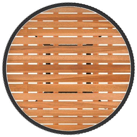 Ogrodowy stolik jadalniany, czarny, Ø 70 cm, rattan PE i akacja Ogrodowy stolik jadalniany, czarny, Ø 70 cm, rattan PE i akacja