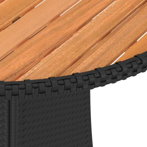 Ogrodowy stolik jadalniany, czarny, Ø 70 cm, rattan PE i akacja Ogrodowy stolik jadalniany, czarny, Ø 70 cm, rattan PE i akacja
