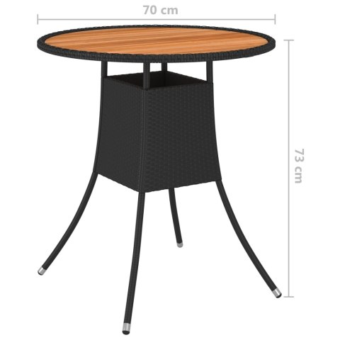 Ogrodowy stolik jadalniany, czarny, Ø 70 cm, rattan PE i akacja Ogrodowy stolik jadalniany, czarny, Ø 70 cm, rattan PE i akacja