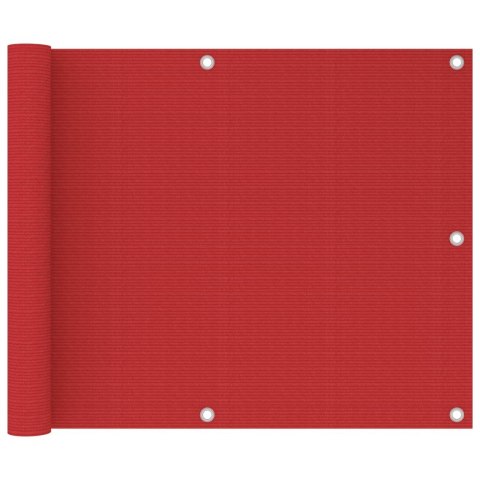 Parawan balkonowy, czerwony, 75x600 cm, HDPE