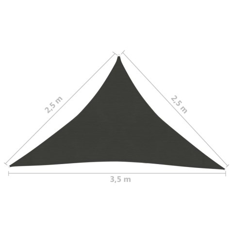 Żagiel przeciwsłoneczny, 160 g/m², antracyt, 2,5x2,5x3,5m, HDPE