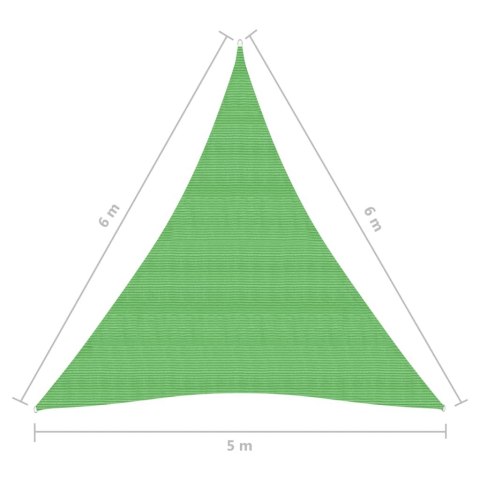 Żagiel przeciwsłoneczny, 160 g/m², jasnozielony, 5x6x6 m, HDPE