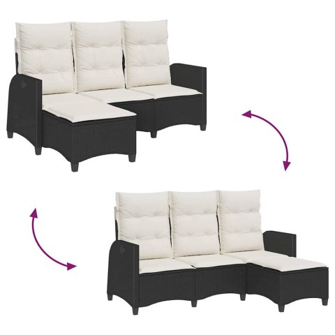 Rozkładana Sofa Ogrodowa z Poduszkami L-kształtna Czarna