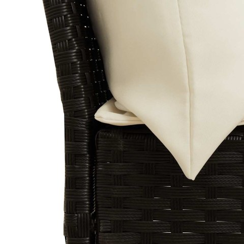 Fotel ogrodowy z poduszkami, rattan PE, czarny
