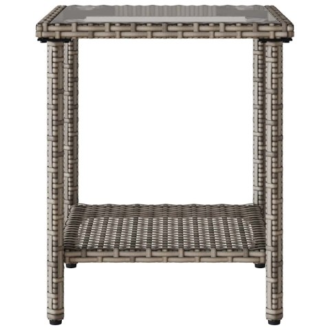 Sofa ogrodowa ze stołem i poduszkami w kształcie litery L