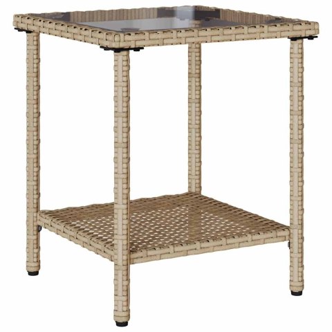 Sofa ogrodowa ze stołem i poduszkami w kształcie litery L