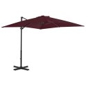 Parasol wiszący na aluminiowym słupku, bordowy, 250x250 cm