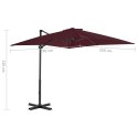 Parasol wiszący na aluminiowym słupku, bordowy, 250x250 cm