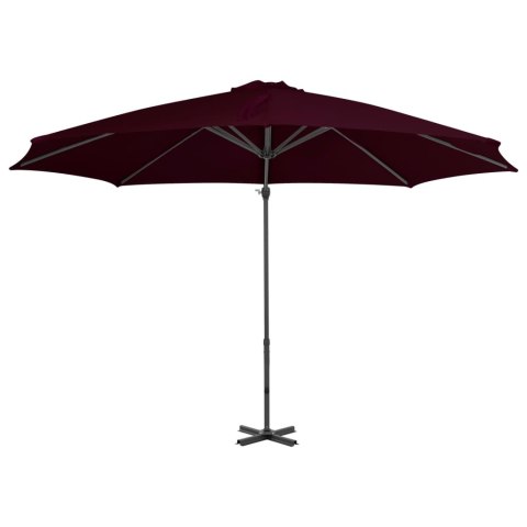 Parasol wiszący z aluminiowym słupkiem, czerwony, 300 cm