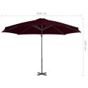 Parasol wiszący z aluminiowym słupkiem, czerwony, 300 cm