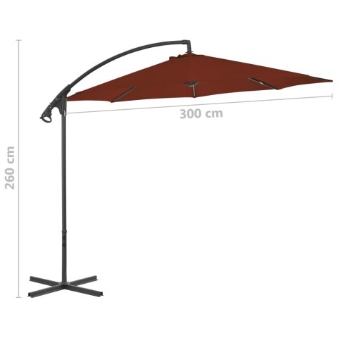 Parasol wiszący ze stalowym słupkiem, 300 cm, terakotowy