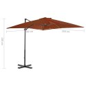 Wiszący parasol na słupku aluminiowym, terakotowy, 250x250 cm