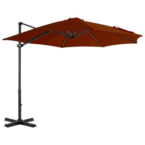 Wiszący parasol ze słupkiem aluminiowym, terakotowy, 300 cm