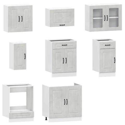 Zestaw szafek kuchennych, Kalmar, 8-częściowy, szarość betonu