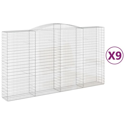 Kosze gabionowe, 9 szt, 400x50x220/240 cm, galwanizowane żelazo Kosze gabionowe, 9 szt, 400x50x220/240 cm, galwanizowane żelazo