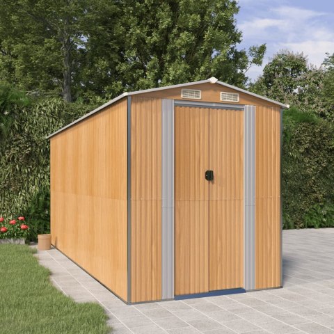 Szopa ogrodowa, jasnobrązowa 192x440x223 cm, stal galwanizowana Szopa ogrodowa, jasnobrązowa 192x440x223 cm, stal galwanizowana