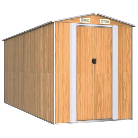 Szopa ogrodowa, jasnobrązowa 192x440x223 cm, stal galwanizowana Szopa ogrodowa, jasnobrązowa 192x440x223 cm, stal galwanizowana