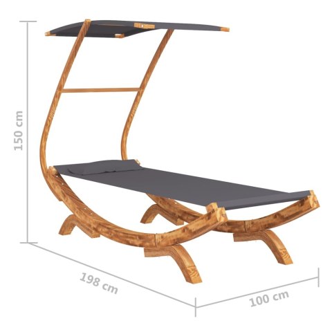 Hamak z zadaszeniem, 100x198x150 cm, gięte drewno, antracytowy