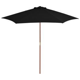 Parasol ogrodowy na drewnianym słupku, czarny, 270 cm