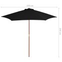 Parasol ogrodowy na drewnianym słupku, czarny, 270 cm